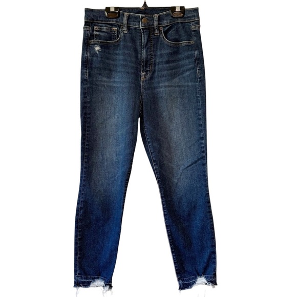GAP Ski High Rise True Skinny Ankle Jeans Dark Indigo Distress Size 29 Petite - Picture 1 of 4